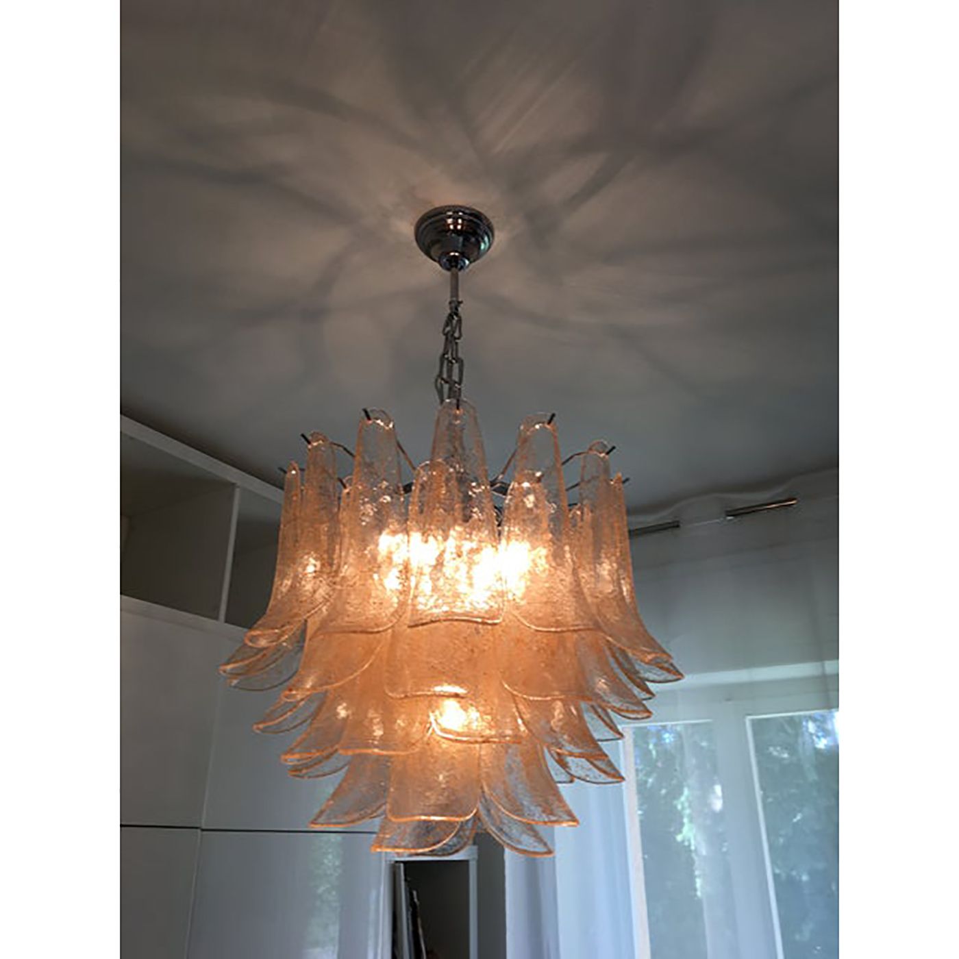 Italian Gold Selle Murano Glass Venini Style Chandelier photo for sale