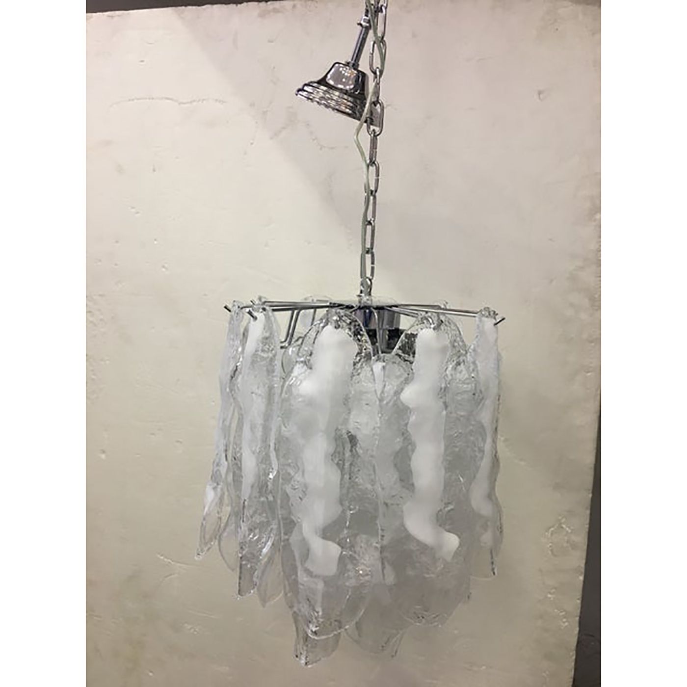 Modern Murano Glass "Fiamma" Italian Chandelier In Venini Style photo for sale