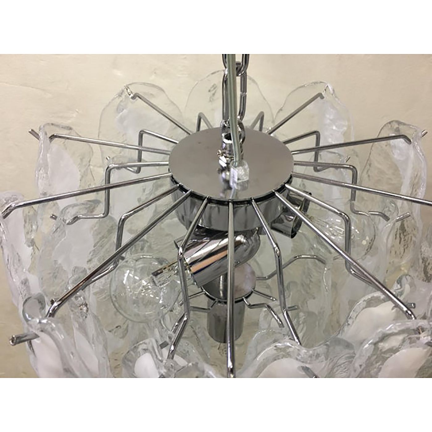 Modern Murano Glass "Fiamma" Italian Chandelier In Venini Style photo vintage