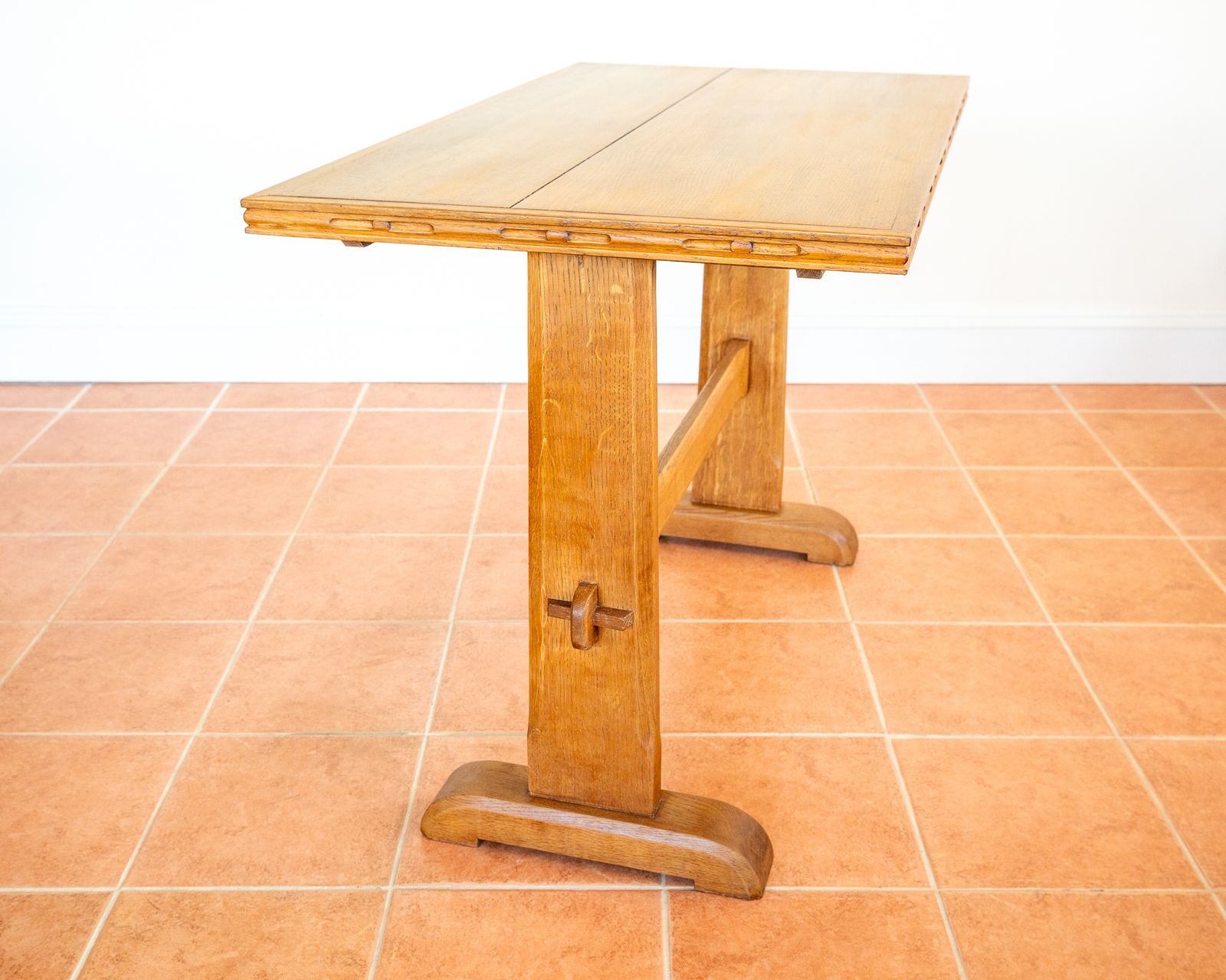 Blonde Light Oak Refectory Trestle Table Cotswold School Arts And Crafts Heals Bedroom Side Dining Tabl.E Golden Oak Rustic Farmhouse Antiqu.E photo vinterior