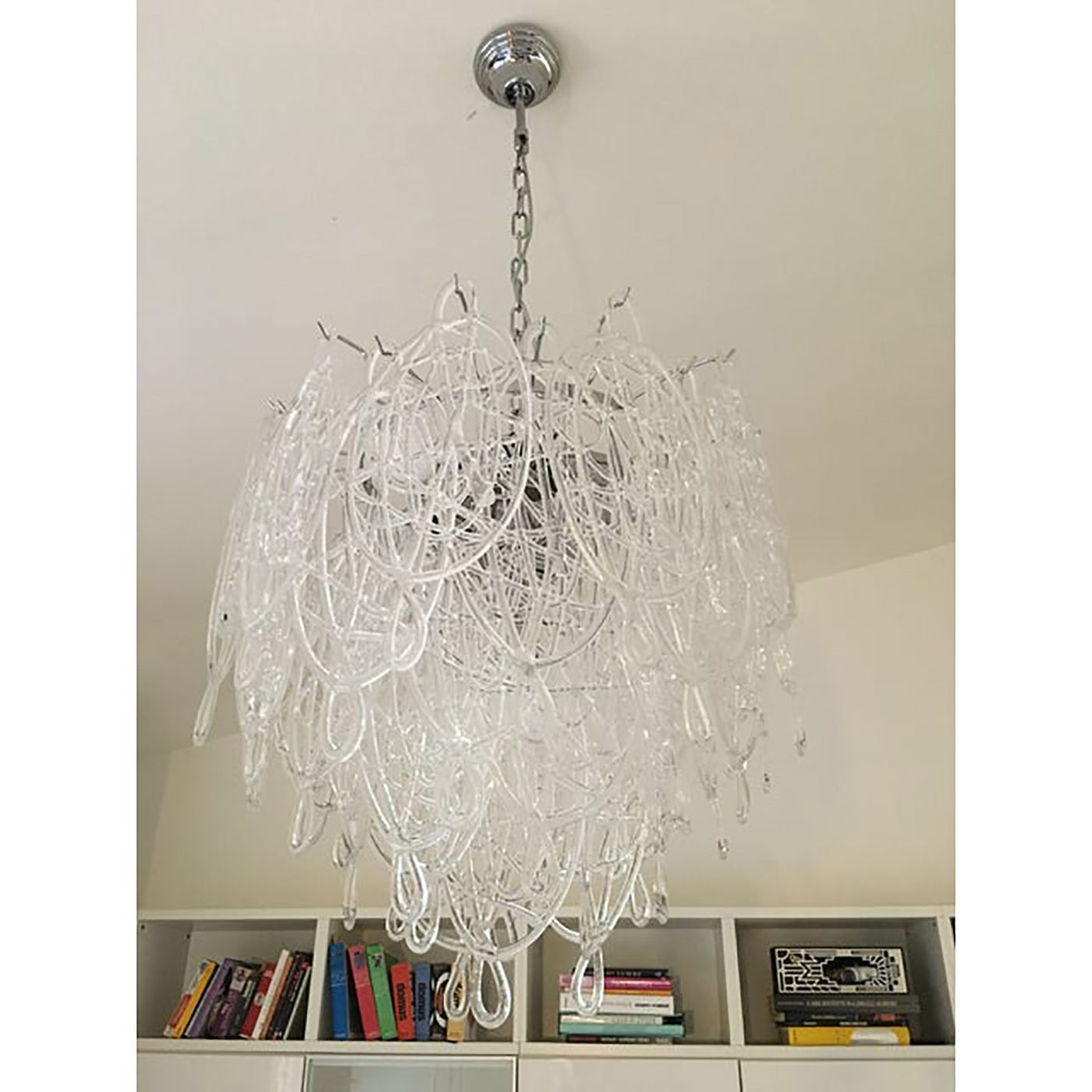 Modern Murano Glass "Ragnatela" Italian Chandelier In Venini Style photo furniture