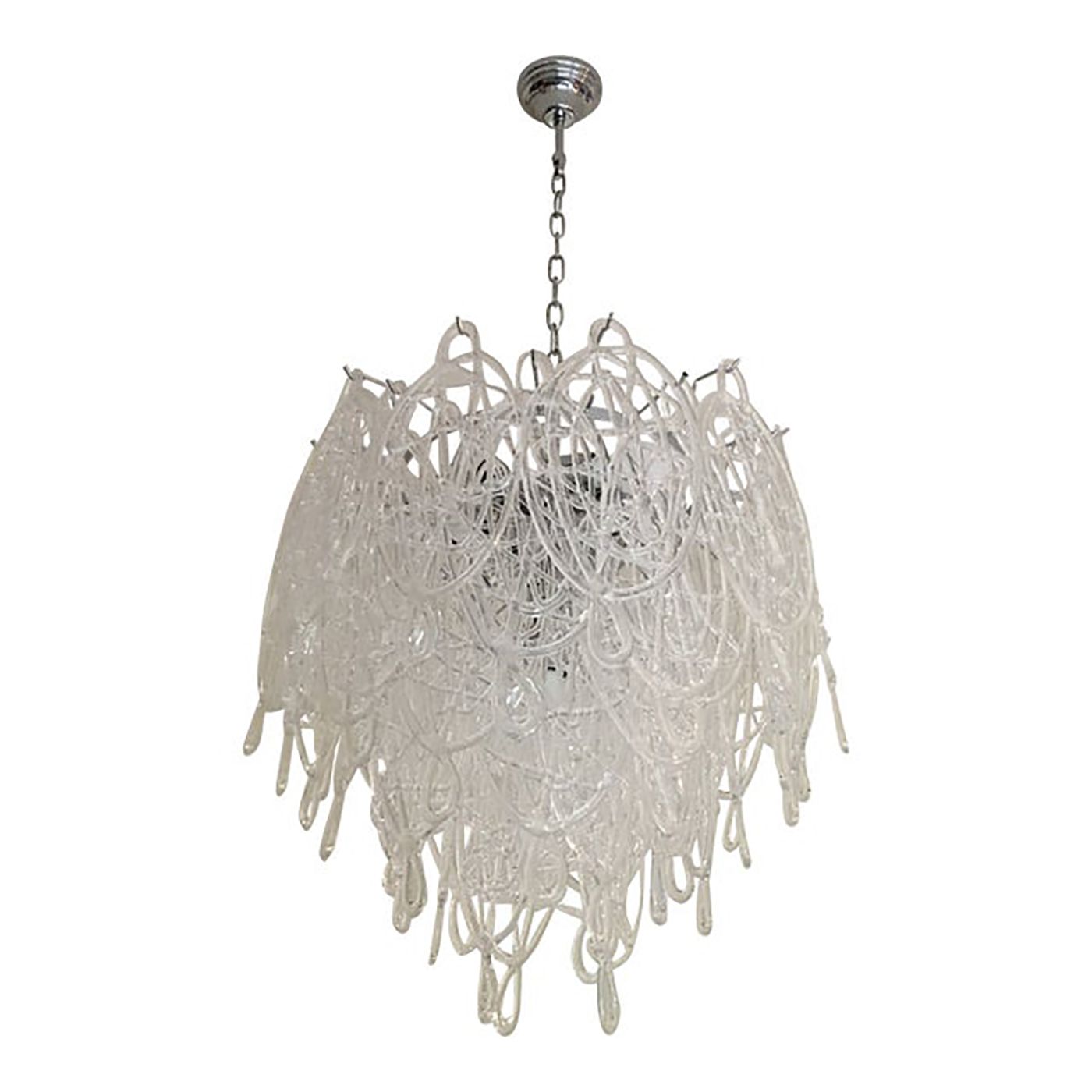 Modern Murano Glass "Ragnatela" Italian Chandelier In Venini Style