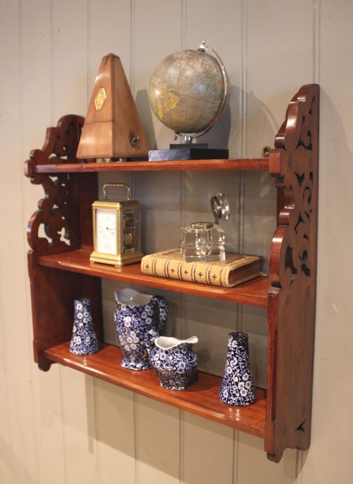 425.0 Pair Of Late 19th Century Walnut Wall Shelves photo