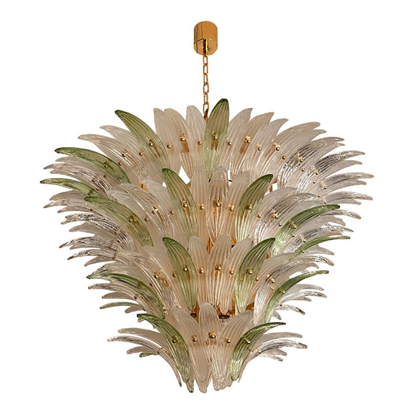 Sputnik Murano Style Glass Palmetta Chandelier Clear And Green