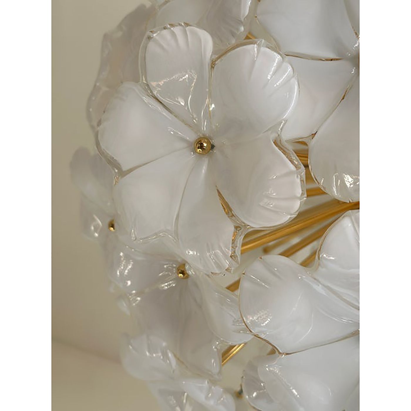 Italian White Flowers Murano Style Glass Sputnik Chandelier photo 9800.0