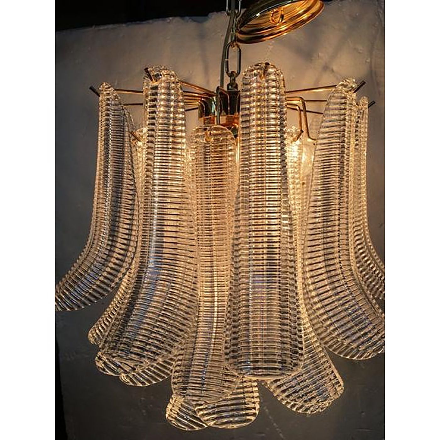 Contemporary Murano Glass "Sella" Chandelier With A Gold 24k Metal Frame photo furniture