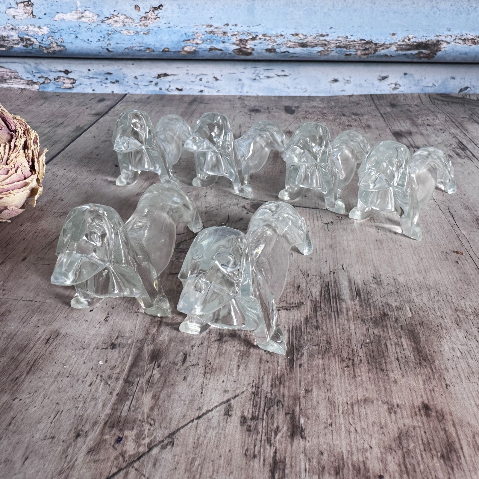 Set Of 6 French Vintage Gervais Danone Dachshund Knife Rests photo buy
