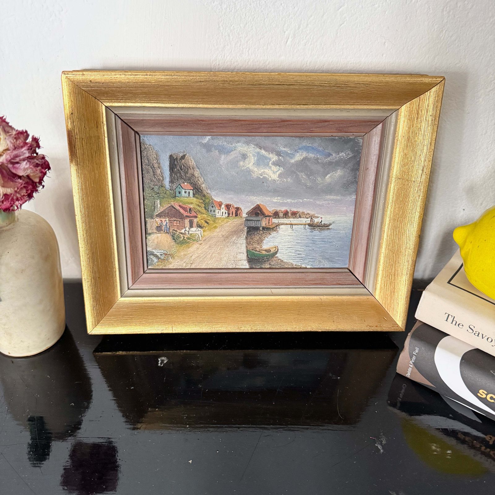 Fjällbacka. Swedish Oil Painting Early 1900s. photo furniture