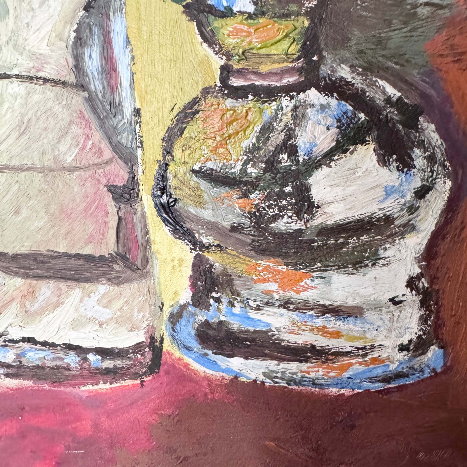 Half Empty Or Half Full? Vintage Swedish Mid Century Oil Painting photo Art