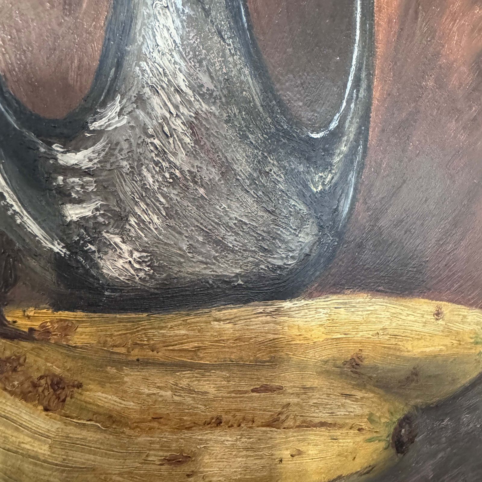 Still Life With Bananas. Vintage Original Oil Painting. photo Art
