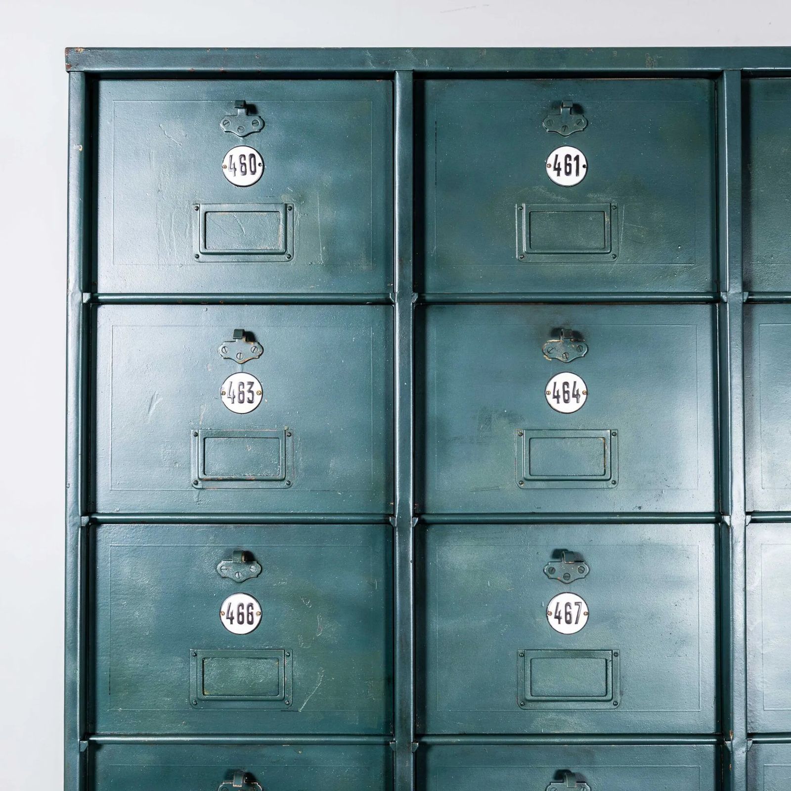 1920’s French Industrial Metal Cabinet Dark Green – Twenty Seven Klappets photo furniture