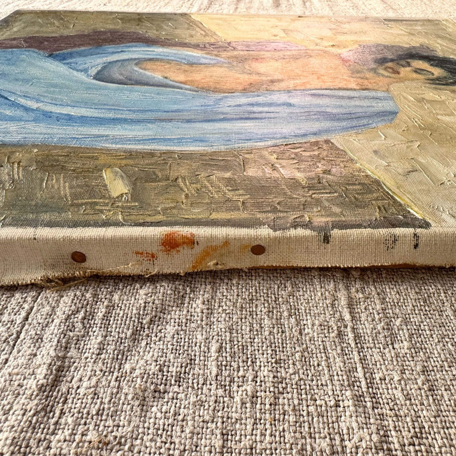 Infødt Pike 1948. Norwegian Artist, Southern Europe Vintage Oil Painting photo 97.0