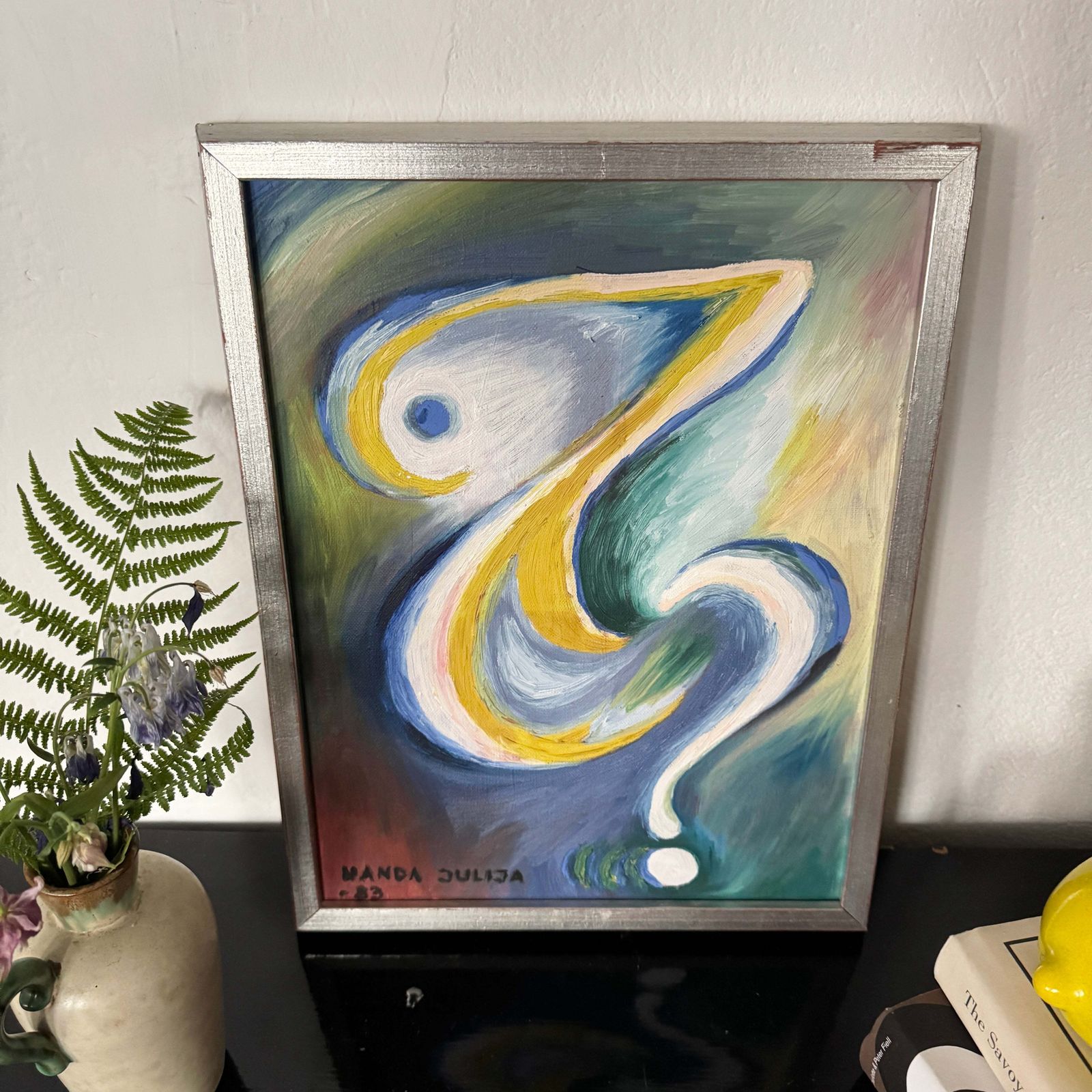 Form Of Doubt 1983. Vintage Oil Painting. photo furniture