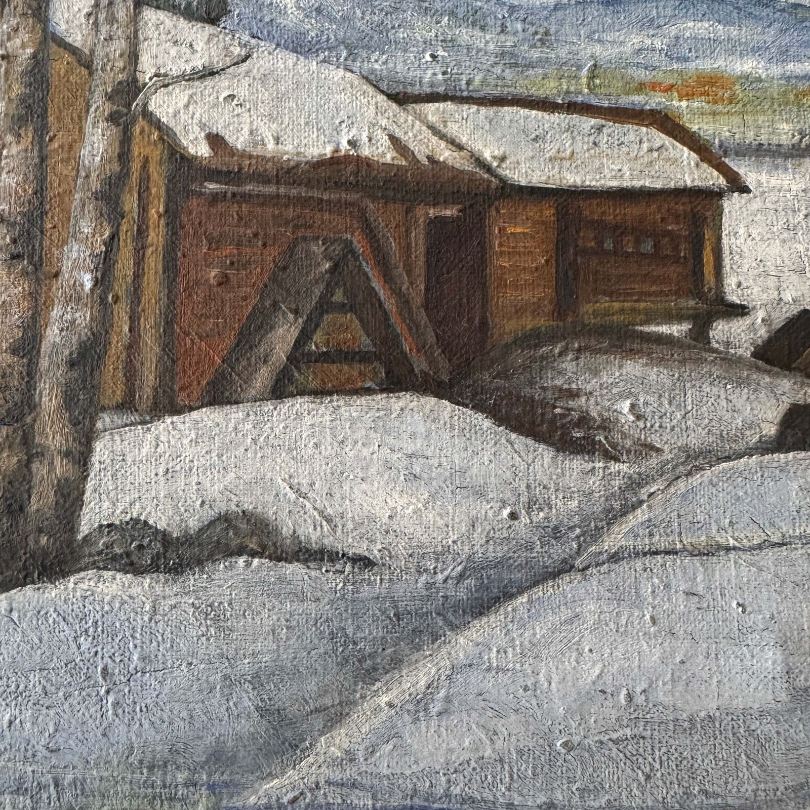 Winter Silence 1941. Vintage Swedish Oil Painting. photo Art