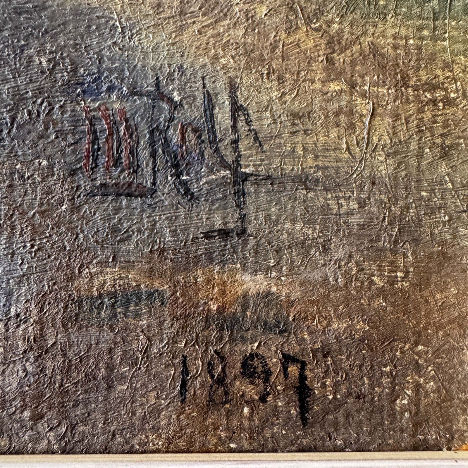 Dawn Or Danger 1897. Antique Swedish Oil Painting photo for sale