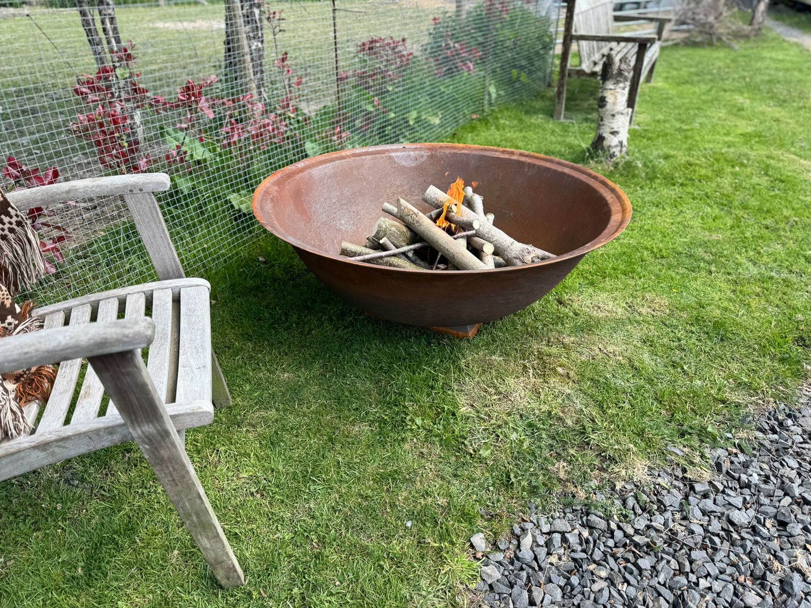 Large 4ft Natural Cast Iron Garden Fire Pit With A Rust Patina photo furniture