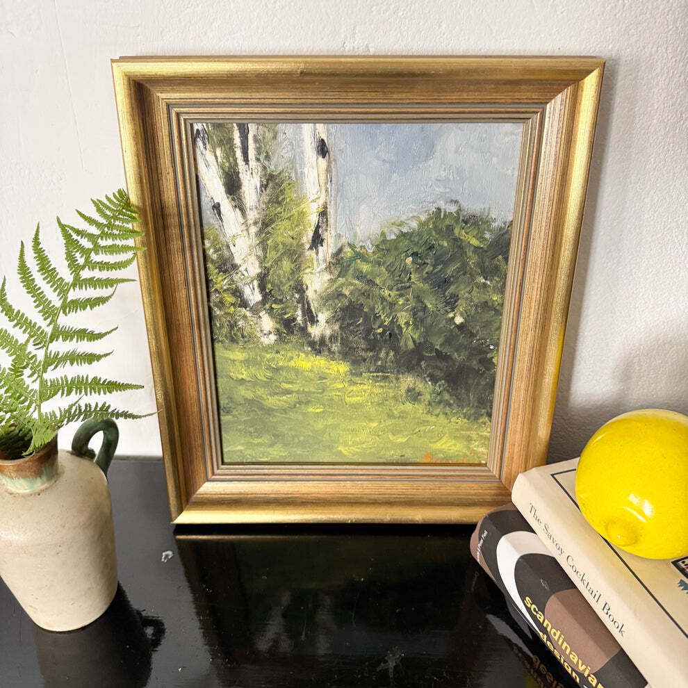 Tussen De Berken. Vintage Zweeds Olieschilderij Van Hanna Brundin photo furniture