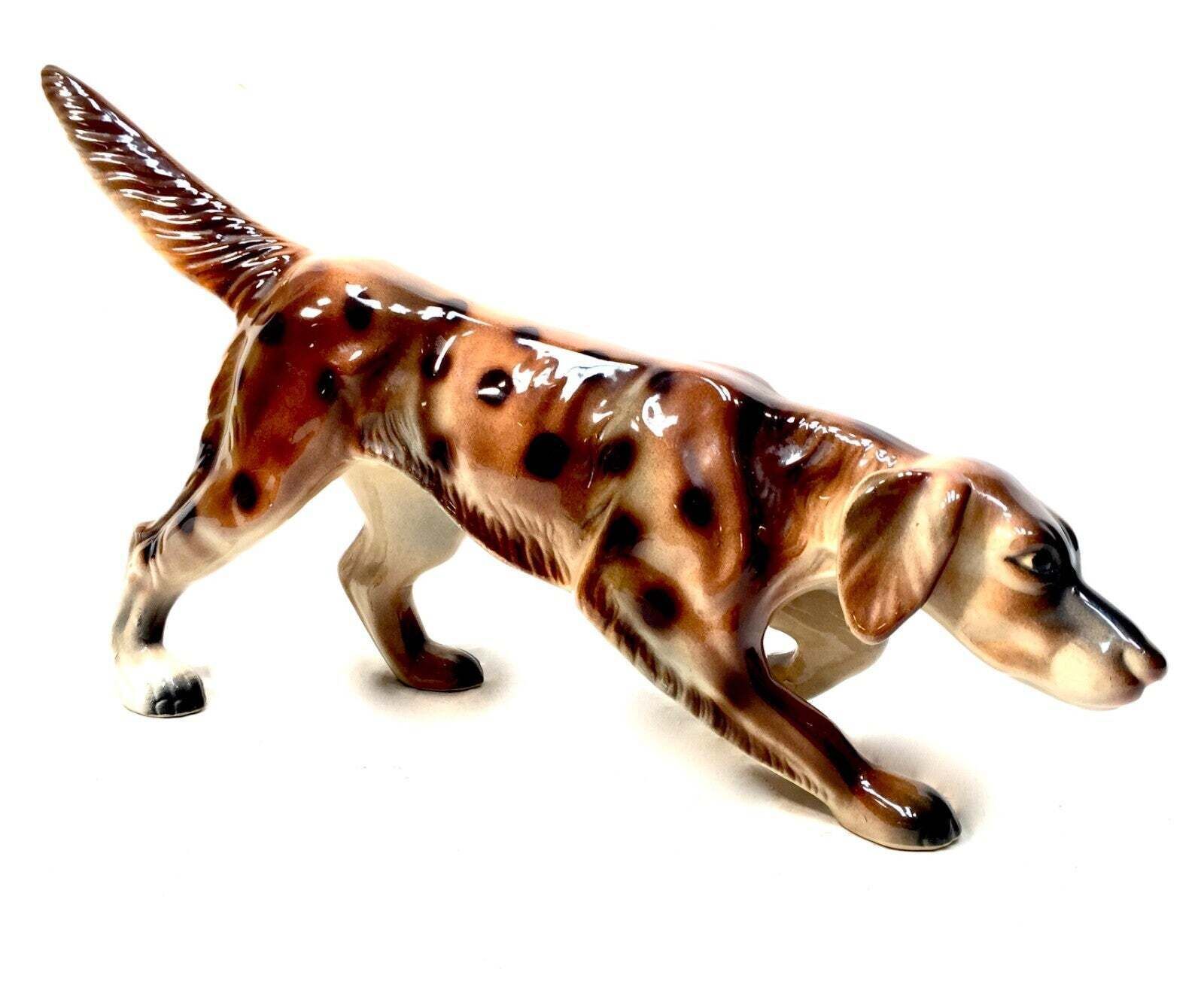 Vintage 20th Century Ceramic Pottery Dog Figurine / Setter / 1970s / Tabletop