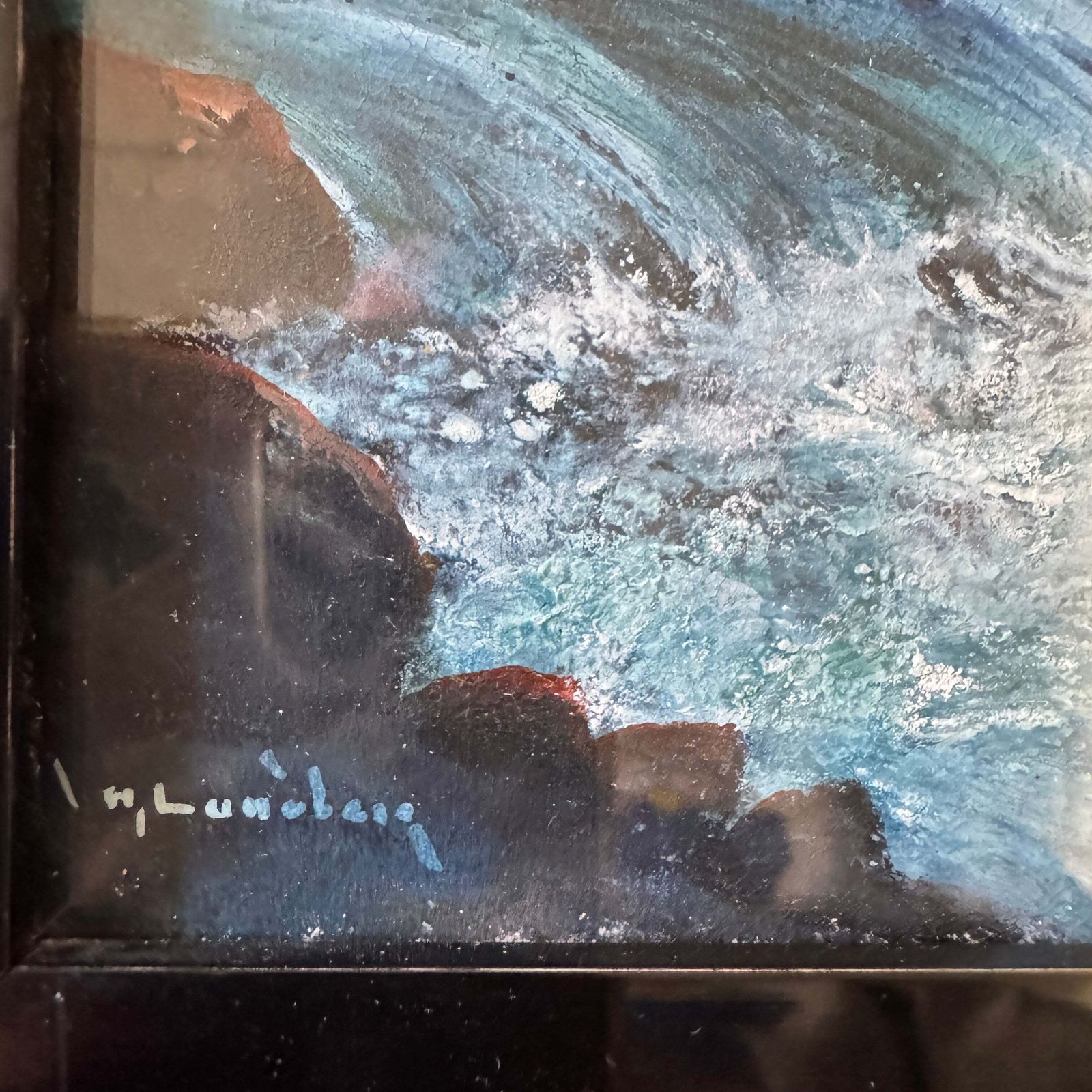 Northland Rapids. Antique Swedish Gouache Painting. photo for sale