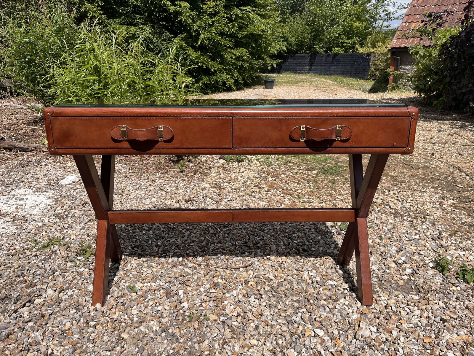 Delhi Leather 2 Drawer Desk