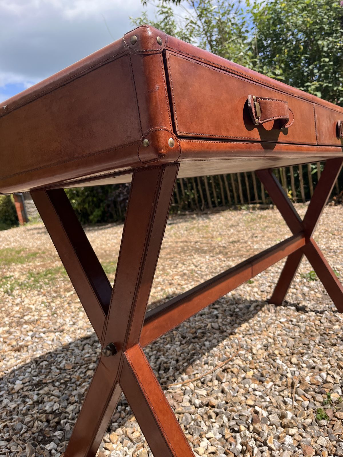Delhi Leather 2 Drawer Desk photo buy