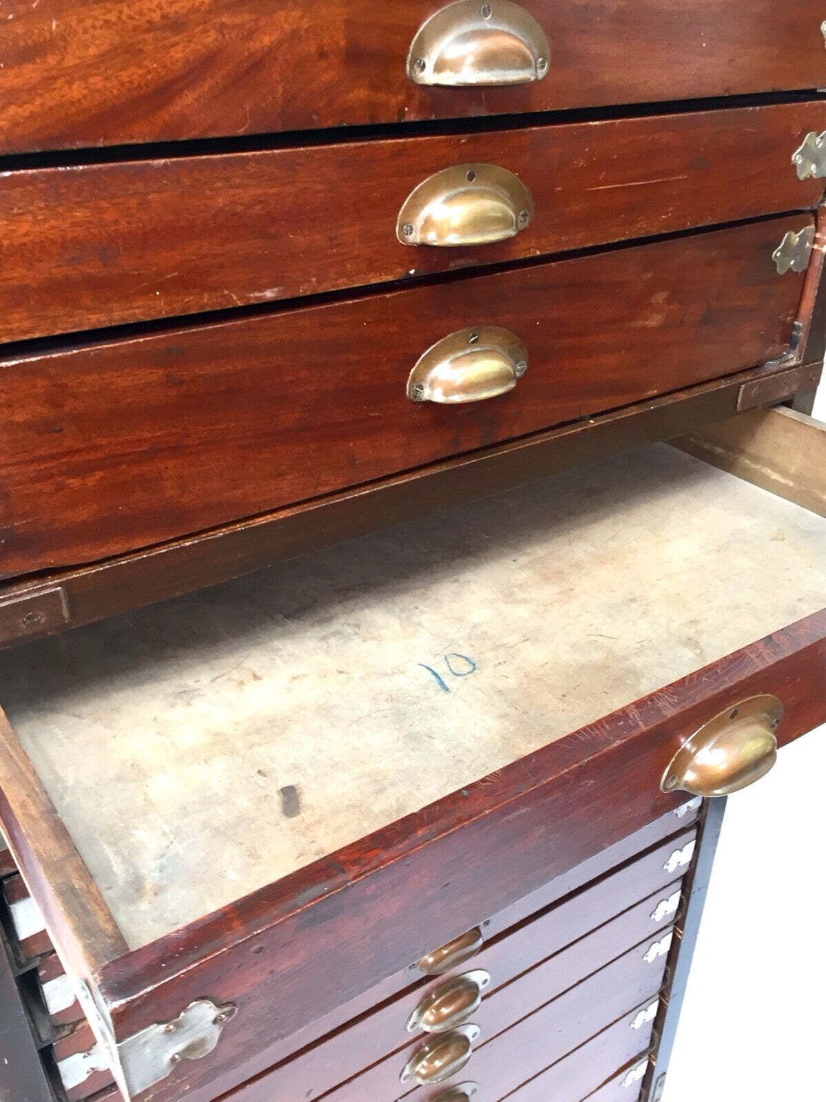 Antique Very Large Wooden Museum Collectors Specimen Cabinet / Chest Of Drawers photo buy
