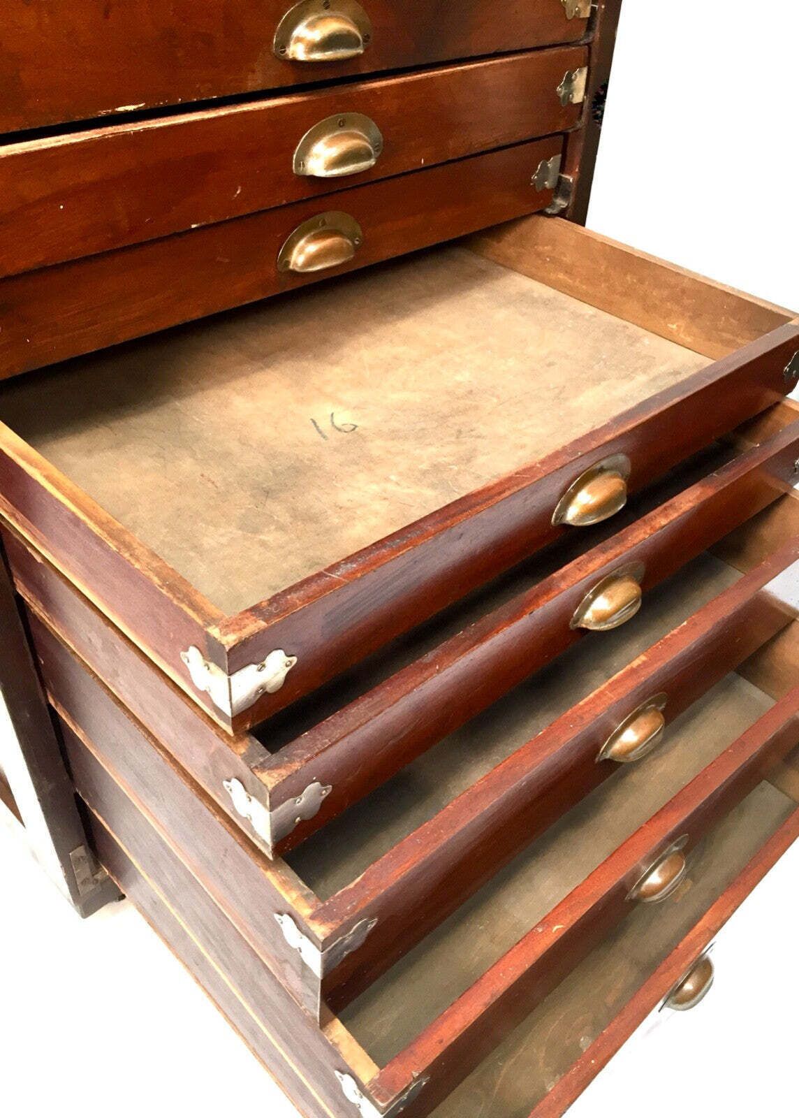 photo furniture Antique Very Large Wooden Museum Collectors Specimen Cabinet / Chest Of Drawers