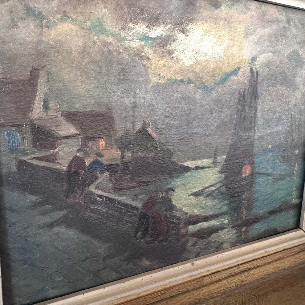 Early Morning Start. Antique Swedish Oil Painting photo for sale
