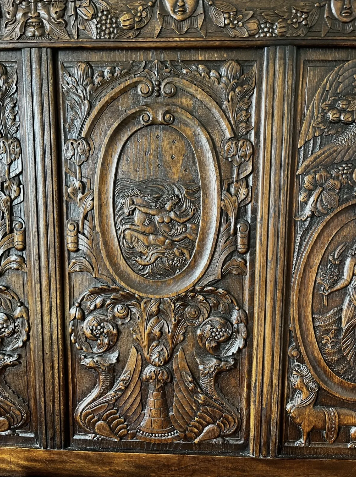 Unique Antique Oak Carved Bed photo buy