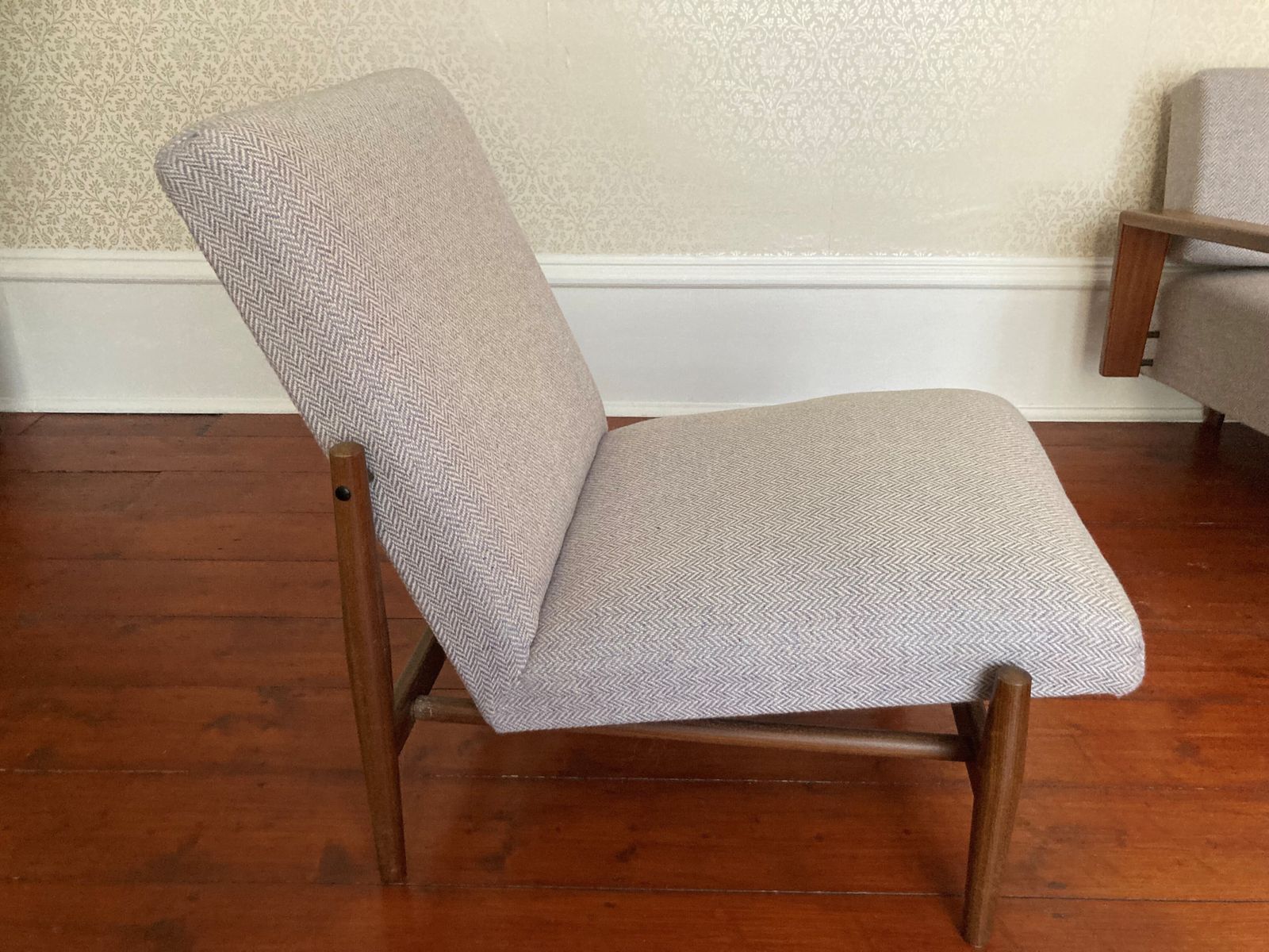 Rare Set Of Three Mid Century Danish Lounge Chairs, One With Arms photo vintage