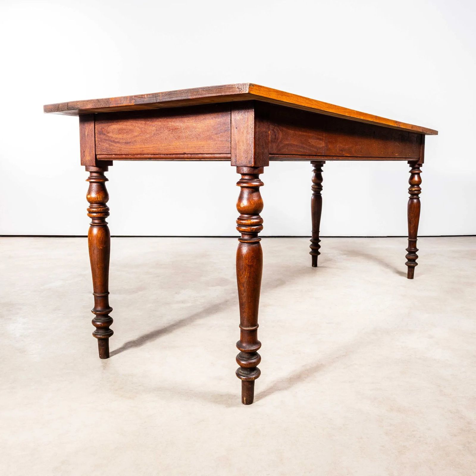 1940’s French Bobbin Leg Mid Oak Fruitwood Kitchen Dining Table