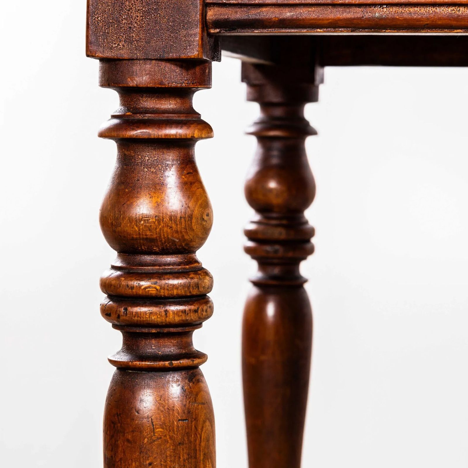 1940’s French Bobbin Leg Mid Oak Fruitwood Kitchen Dining Table photo furniture