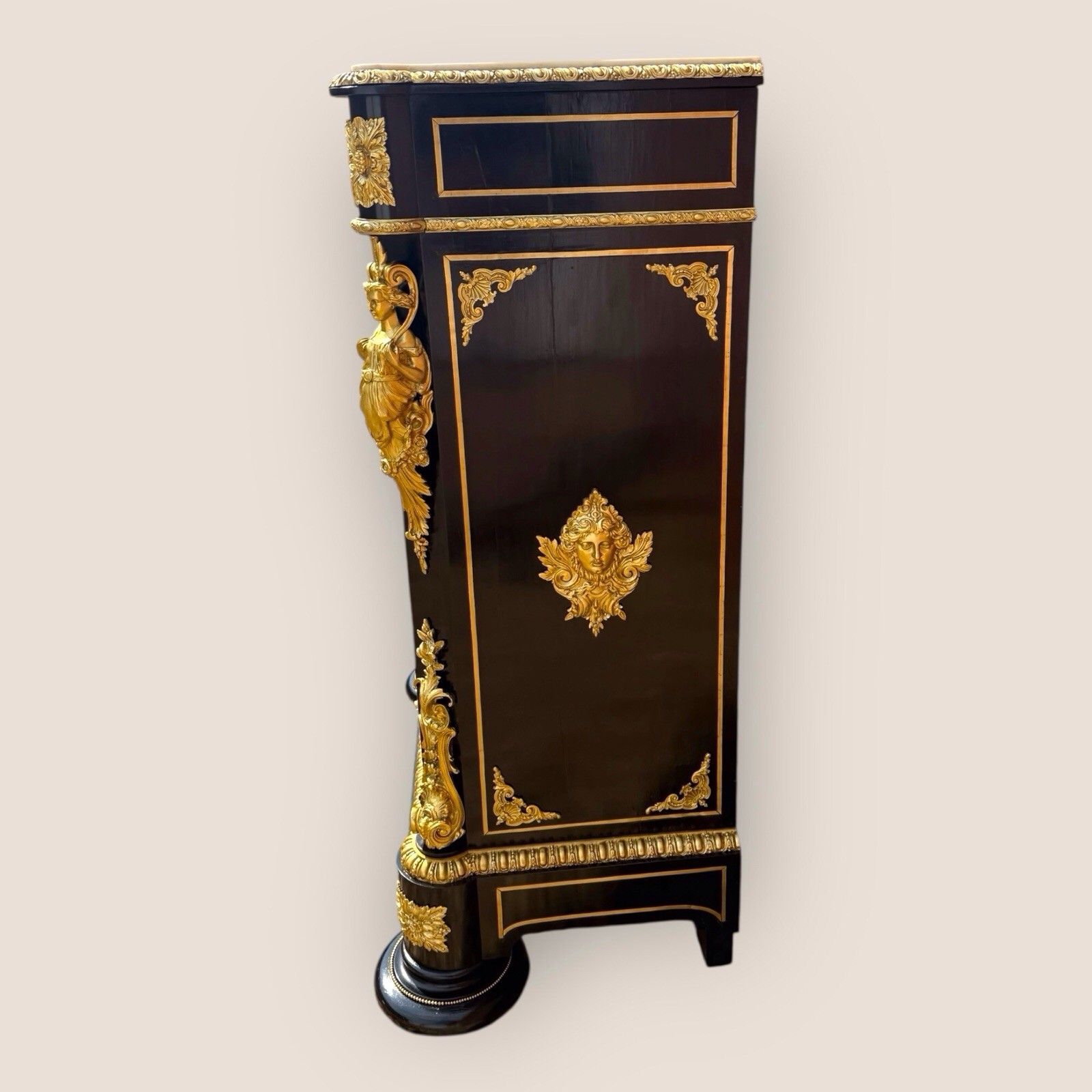 photo for sale Napoleon III Boulle & Marble Pier Cabinet