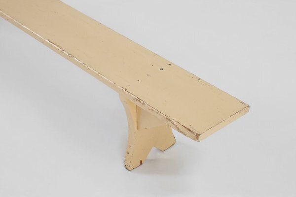 Rustic Hand Crafted Beige Wooden Bench, France, 1900s photo furniture