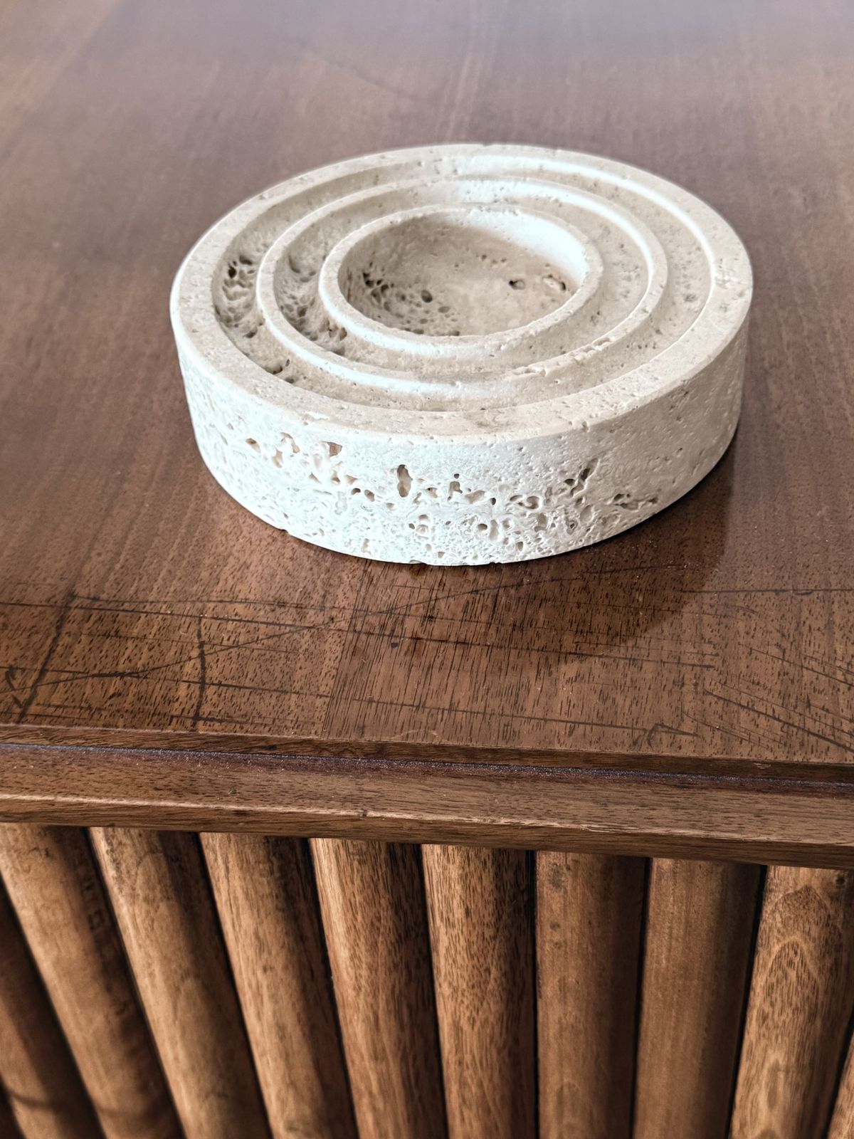 Travertine Vide Poche / Ashtray, Cerri Nestore, Italy, 1970s photo furniture