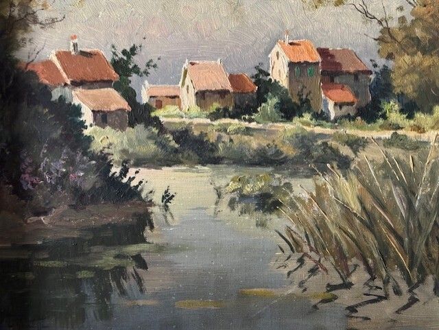 Oil On Canvas 'Les Allards' (Ile D'oleron), France By Mario Pinetti (1895 1965) photo furniture