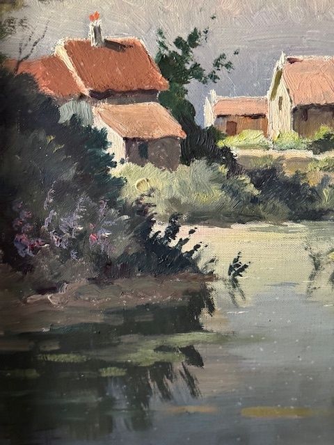 Oil On Canvas 'Les Allards' (Ile D'oleron), France By Mario Pinetti (1895 1965) photo for sale