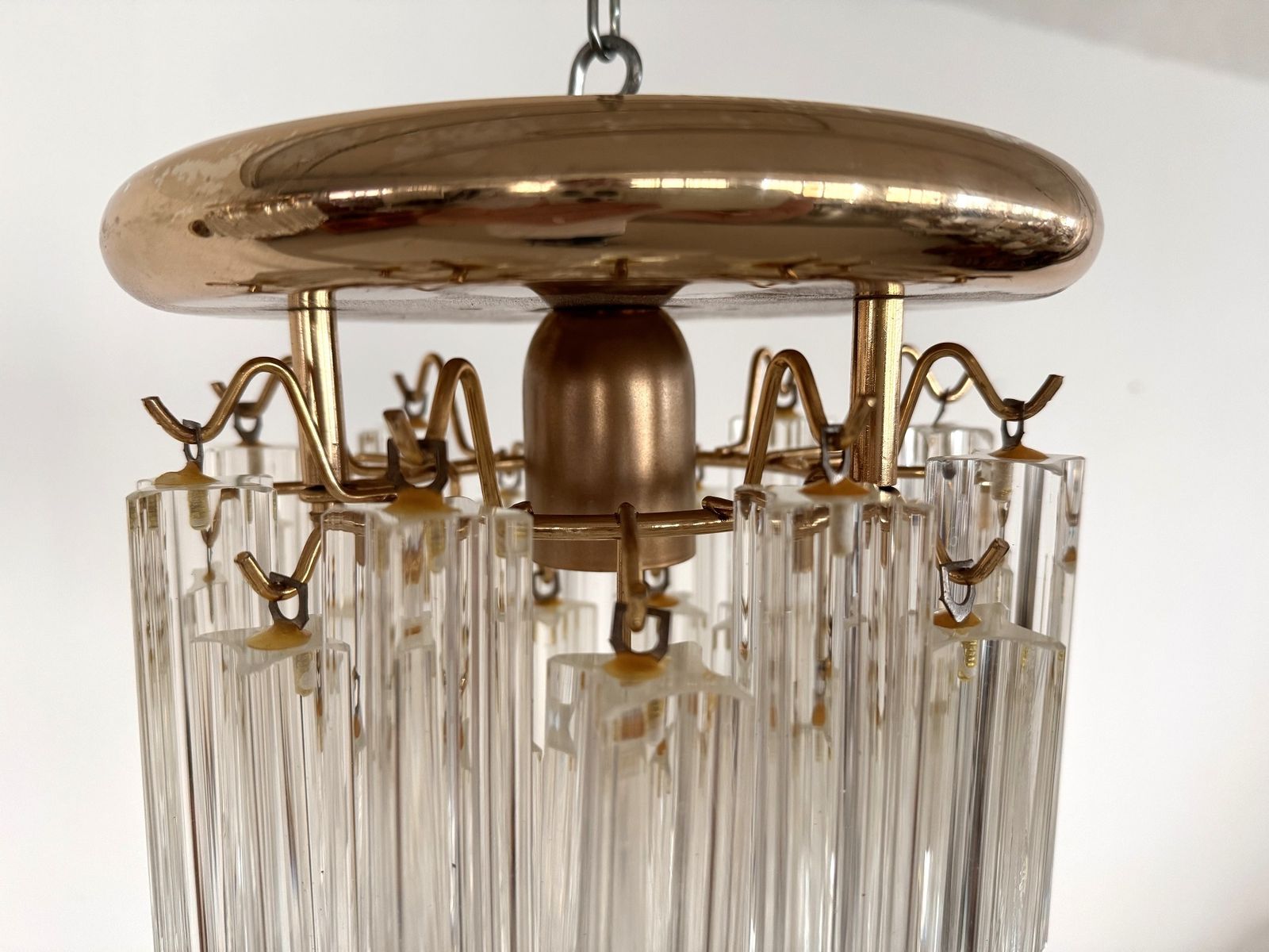 photo for sale Pair Of Italian Midcentury Murano Glass Trilobi Flush Mount Chandelier, 1970s