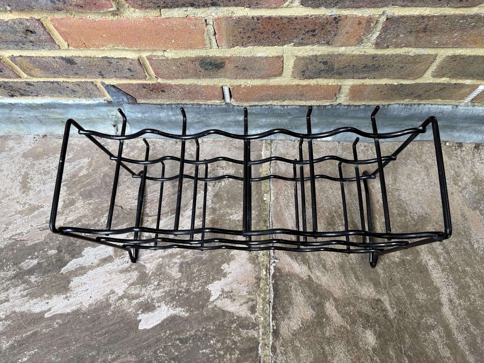 Vintage 80s Black Wire Wine Rack 15 Bottle Storage Freestanding Or Wall Mounted Metal Bar Stand Minimalist Kitchen Holder Industrial Retro photo buy