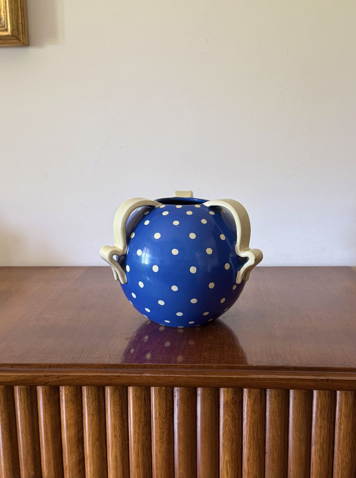 Art Deco Blue Ceramic Vase, Rometti, Umbertide Italy 1930s photo furniture