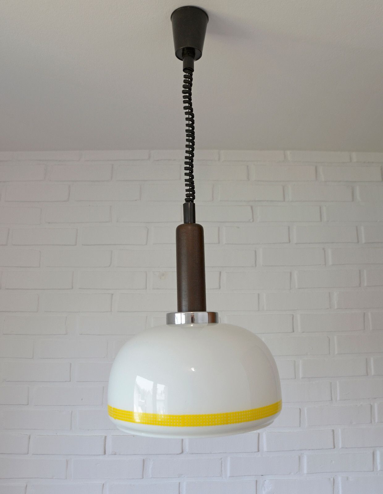 Vintage Hanging Lamp Retro Mcm Chandelier Glass Pendant Light Yugoslavia 1980's photo 213.0
