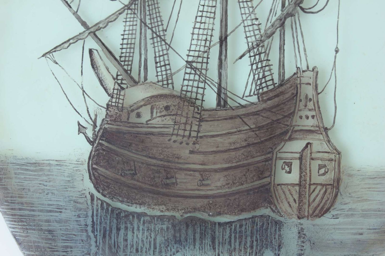 photo furniture 17th Century Stained Glass Of Galleon Ship. Nautical Window Panel C1690.