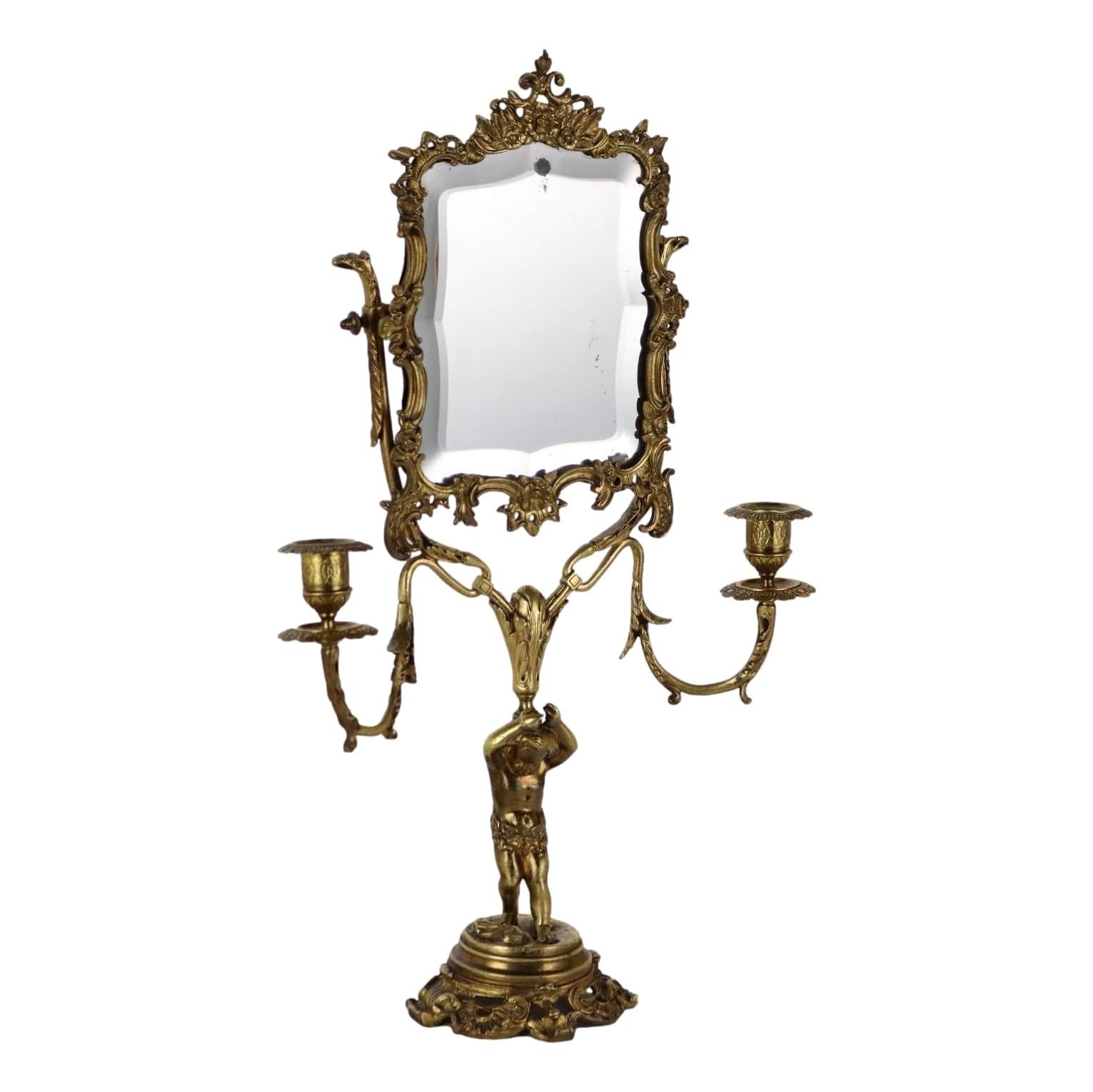 Antique Vanity Mirror Bronze Europe XIX XX Century