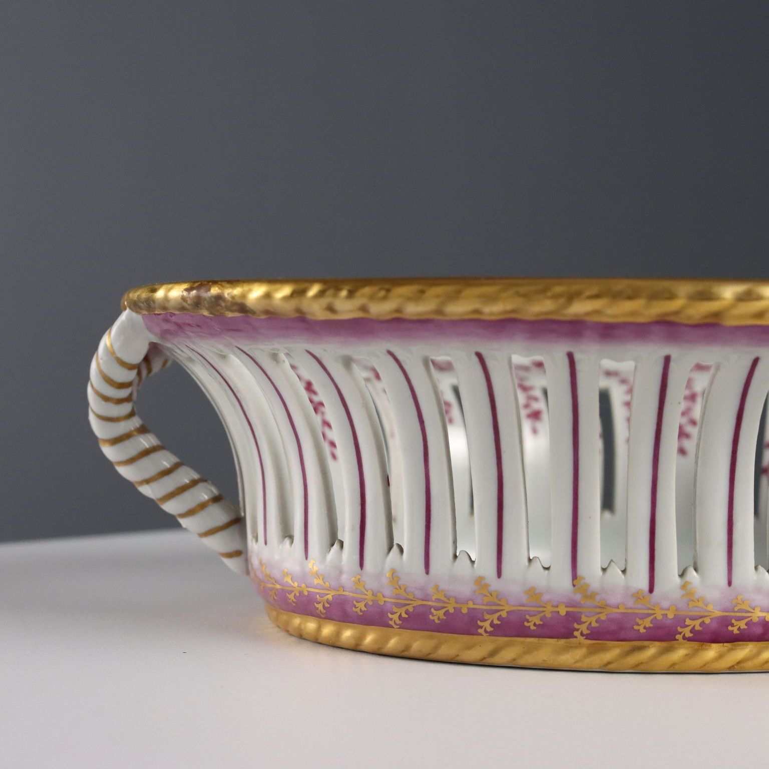 Antique Basket Coloured Limoges Porcelain France XX Century photo buy