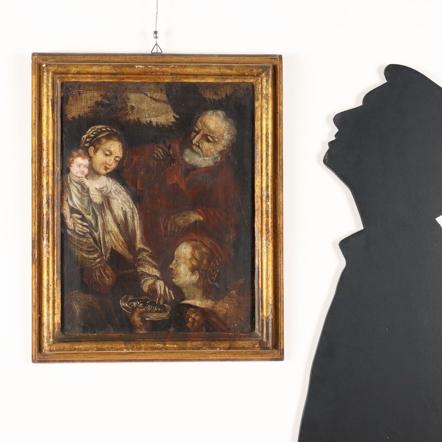 The Holy Family Antique Painting Oil On Panel XVI XVII Century photo furniture