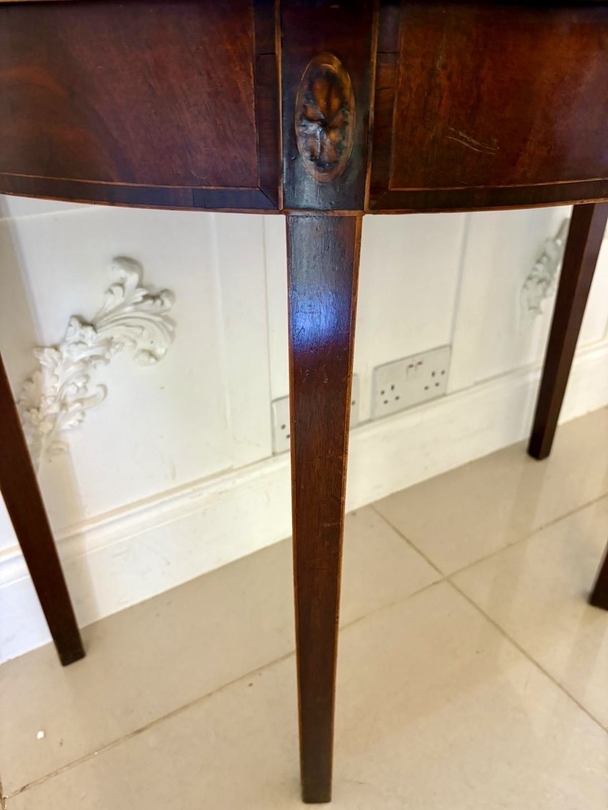 Furniture Antique 18th Century Quality Mahogany Inlaid Demi Lune Shaped Card Table photo