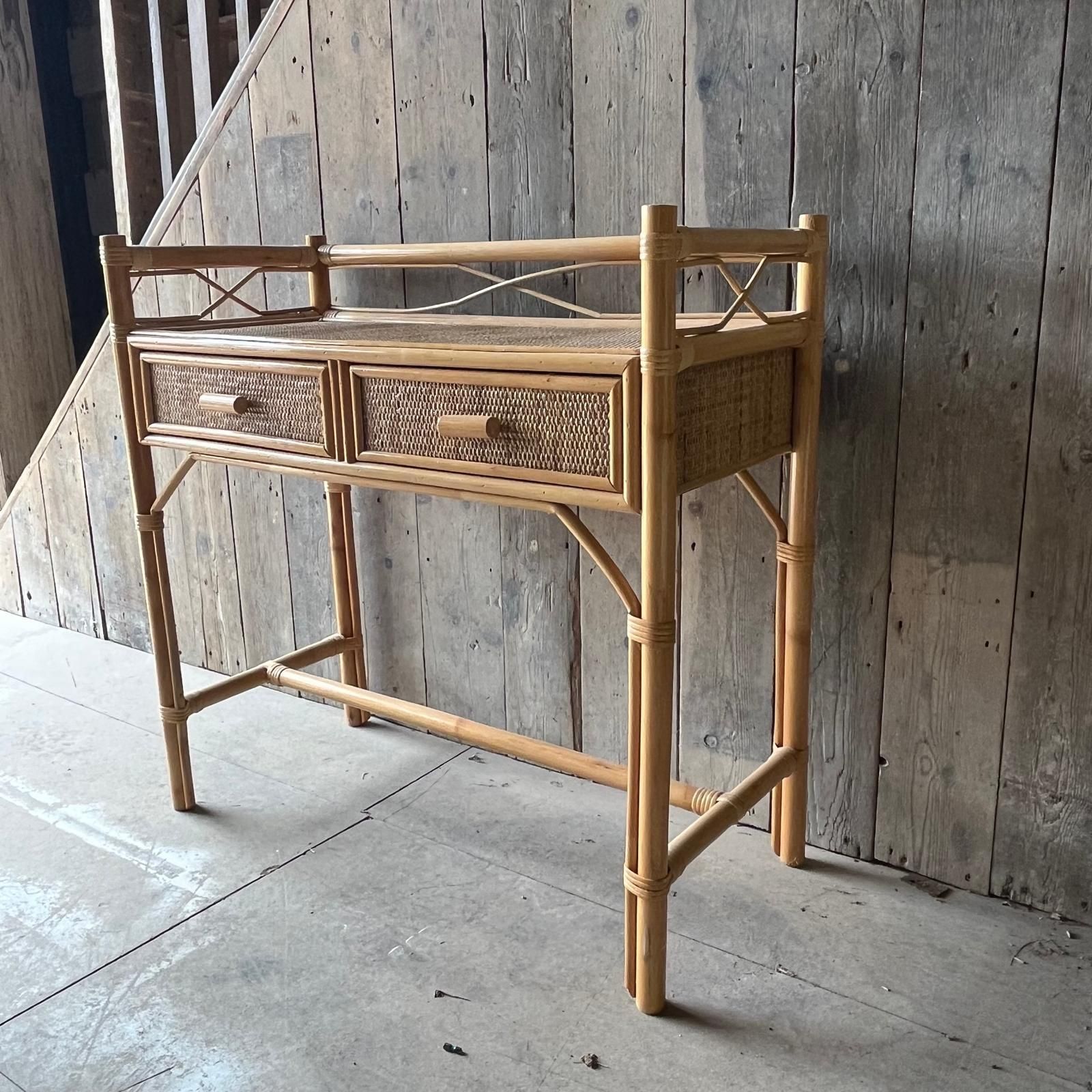 Bamboo And Rattan 2 Drawer Dressing Table photo vintage