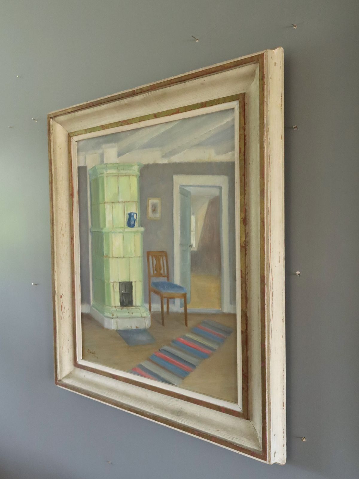 Interior With Green Stove Oil Painting photo Art