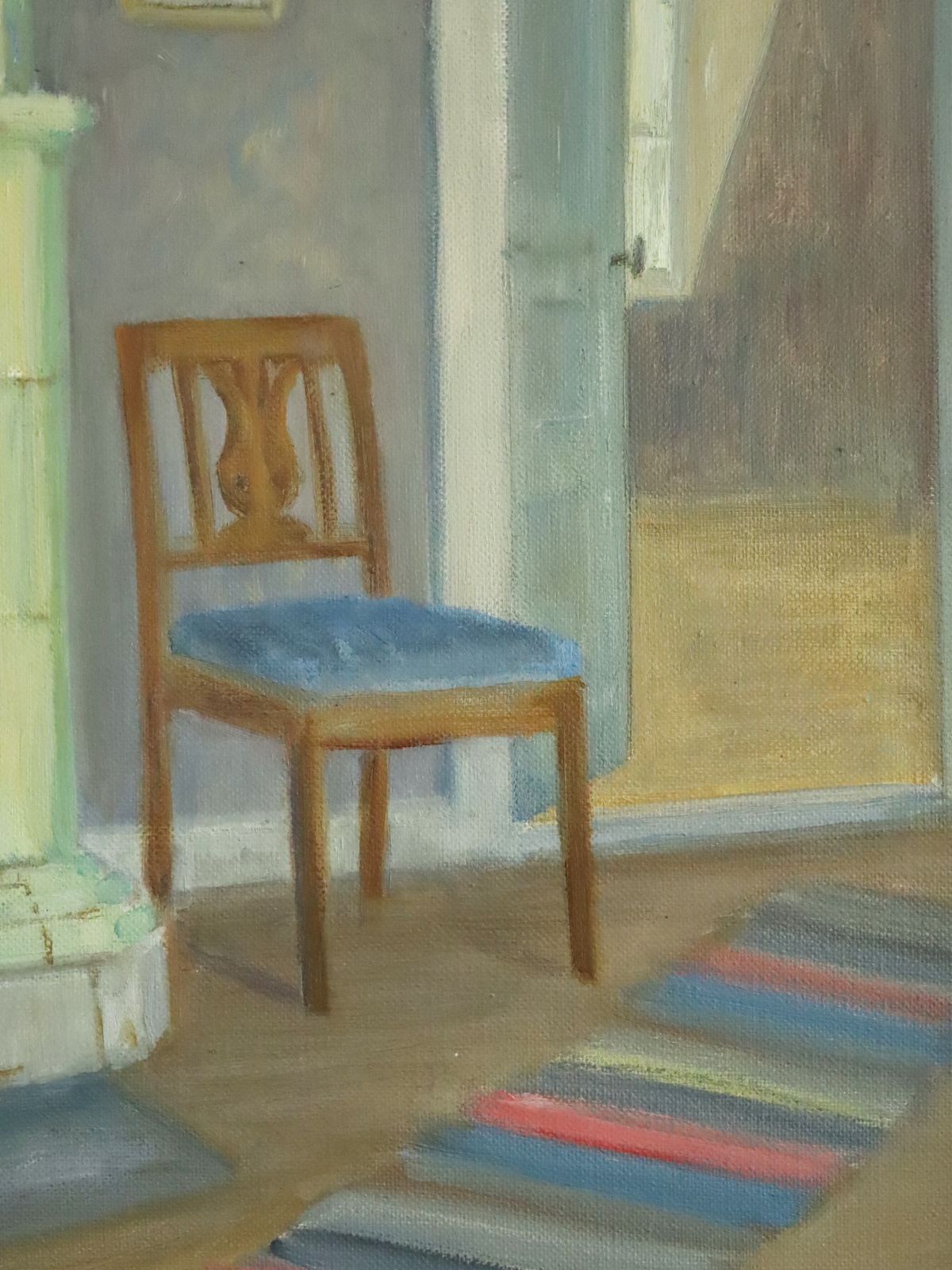 photo furniture Interior With Green Stove Oil Painting