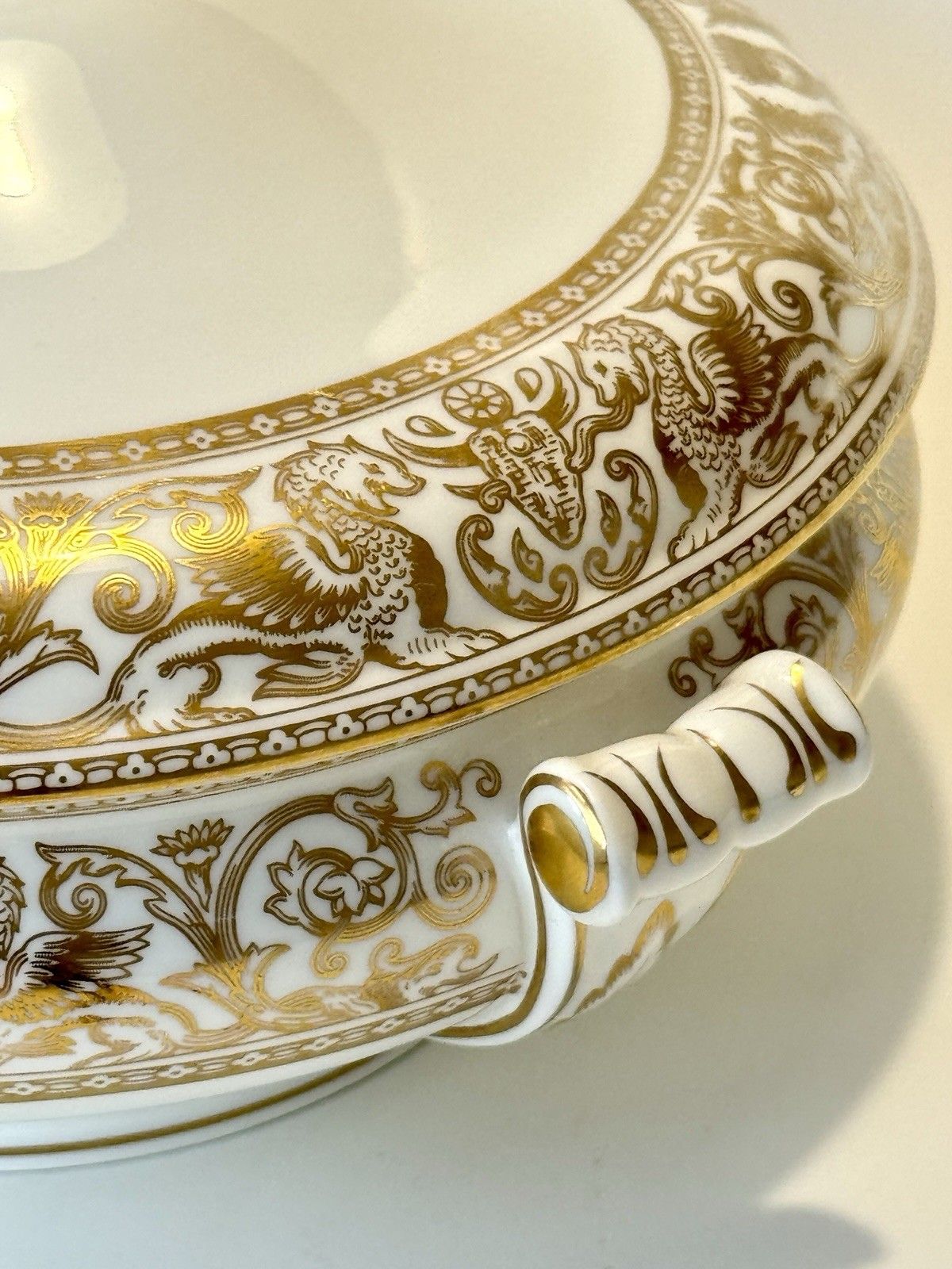 Vegetable Tureen With Lid Wedgwood Gold Florentine Green Urn Backstamp photo for sale